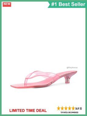 Kitten Heel Sandals 1.5 Inch Low Heel Square Toe Thong Slides Memory Foam